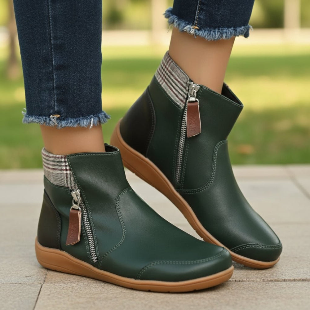 Fashionable women's waterproof comfort shoes with side zipper, orthopedic support & non-slip for autumn-winter.