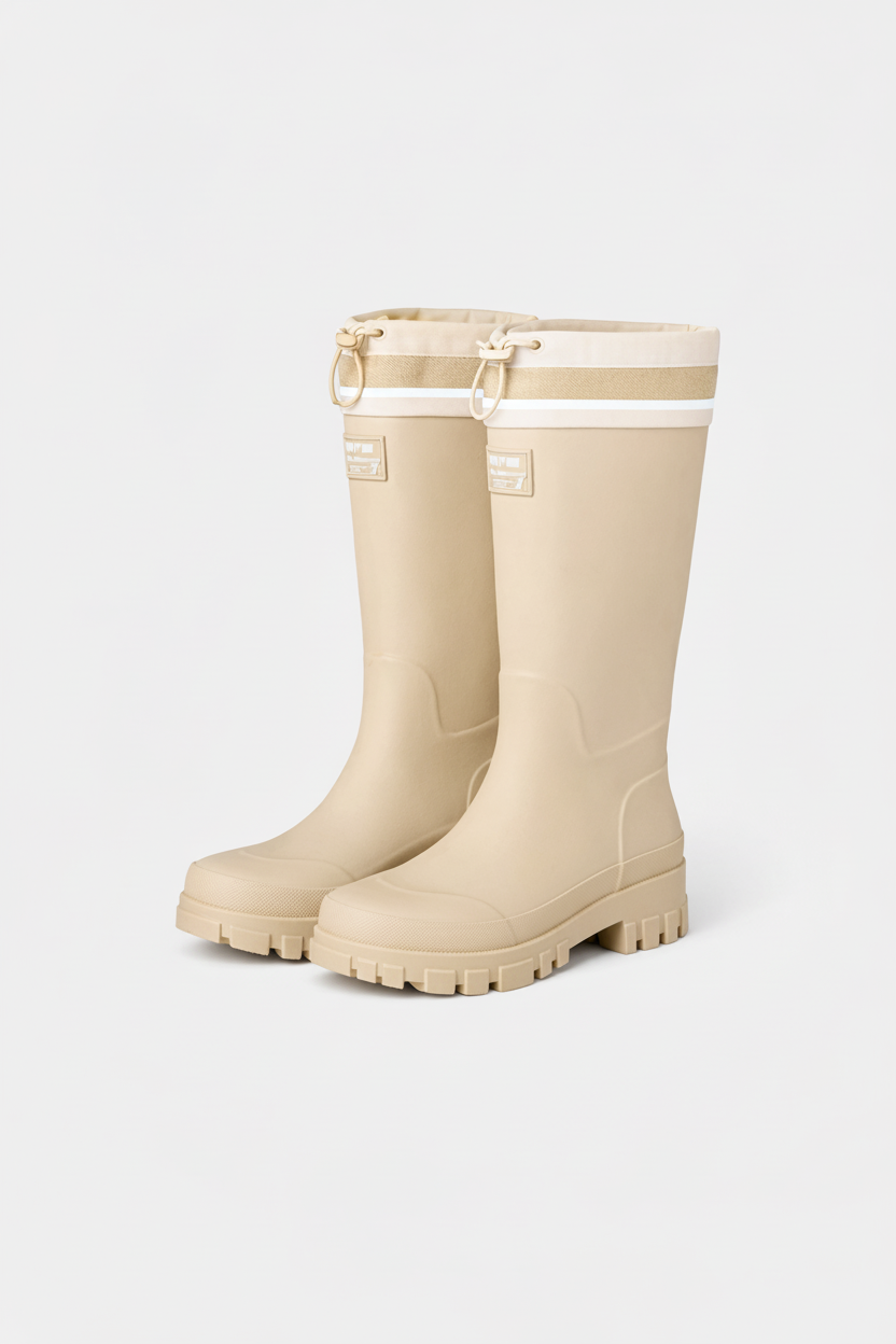 Women's waterproof slip-on rain boots for outdoor adventures.