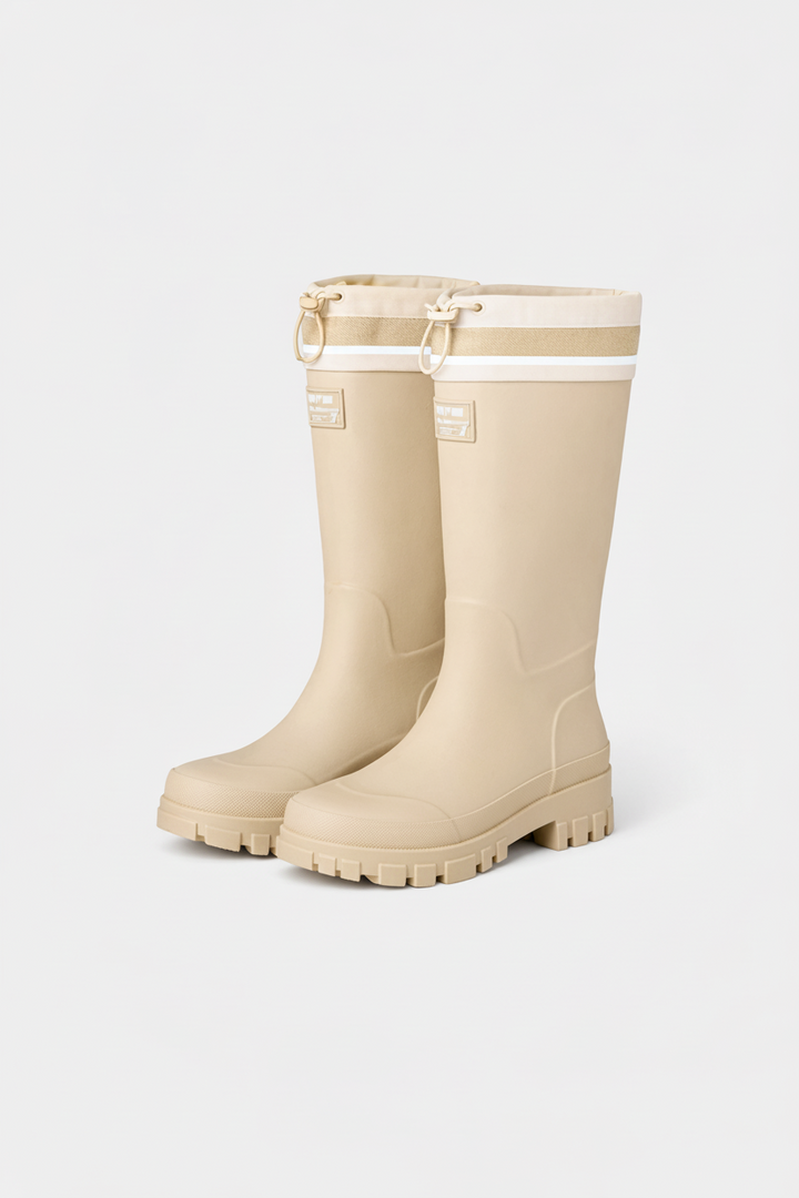 Women's waterproof slip-on rain boots for outdoor adventures.