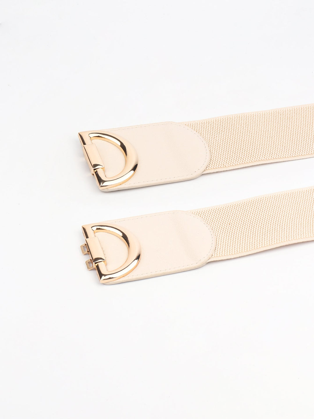 Women's wide elastic waist belt, perfect for dresses and adding shape with gold buckle