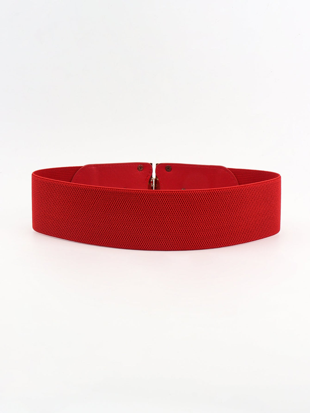 Chic and functional women's wide elastic belt with an eye-catching gold buckle