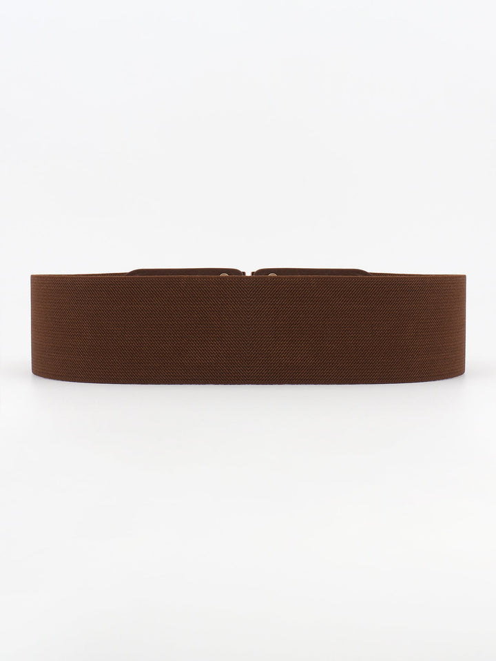 Gold buckle wide elastic waist belt, a versatile women's fashion accessory