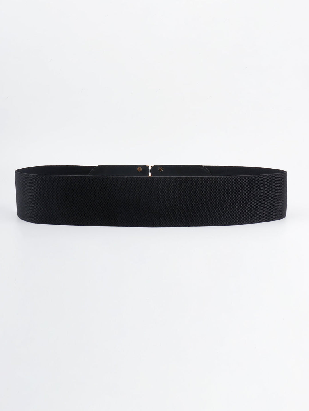 Chic women's wide belt, stretch elastic fabric and polished gold buckle