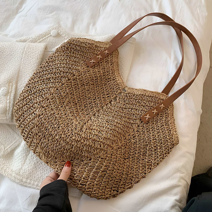 Spacious natural woven beach tote, a must-have summer accessory