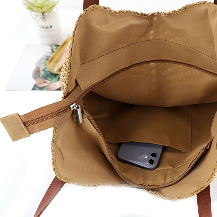 Versatile woven shoulder bag for women, great for beach and travel