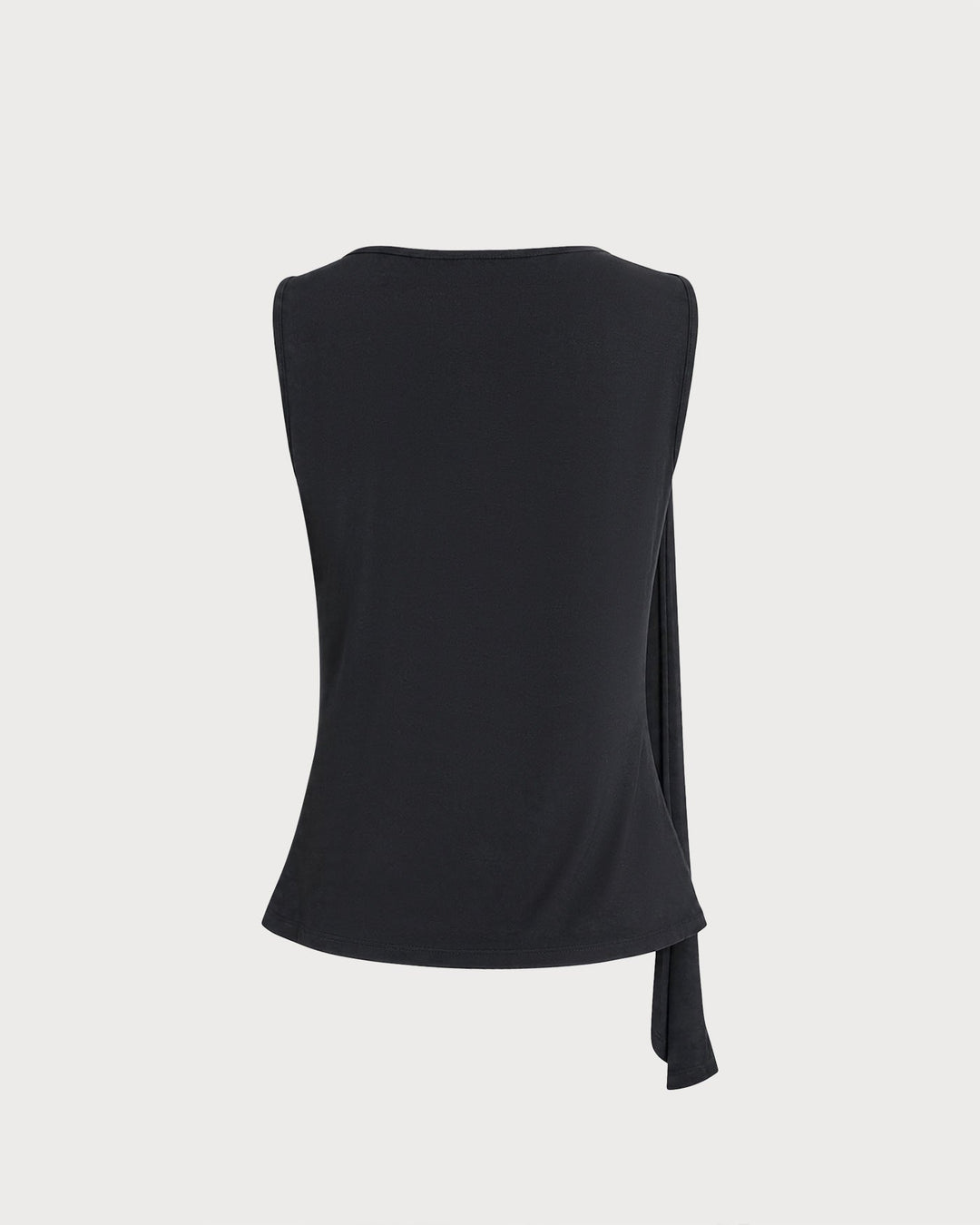 Sleeveless boat-neck wrap tank top for women. Elegant slim-fit design with chic button detail. Perfect summer style.