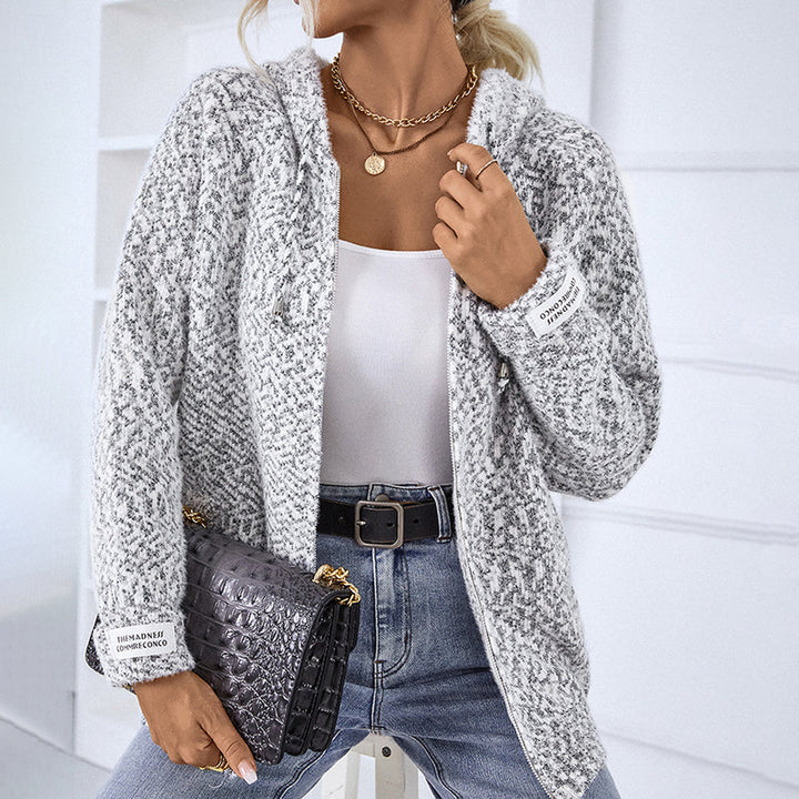 Everyday women's hooded full-zip cardigan in a soft, comfortable knit for versatile wear.