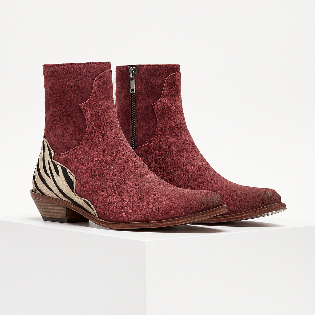 Stylish women's black Chelsea boots with eye-catching zebra print heel, ideal for versatile fall fashion.