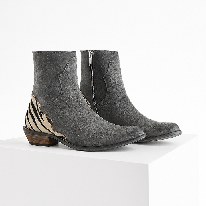 Comfortable women's everyday Chelsea ankle boots with a trendy zebra heel. Perfect for fall & winter style.
