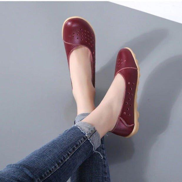 Elegant women's slip-on flats for bunions. Wide fit, supportive, & comfortable for daily wear.