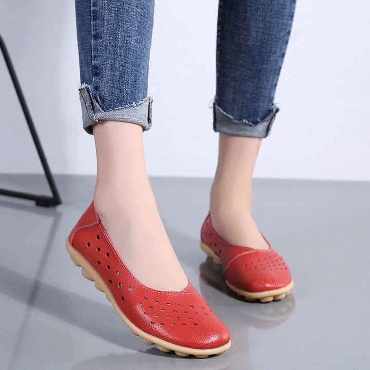 Comfortable women's wide fit slip-on flats for bunion pain relief. Ideal casual everyday footwear.
