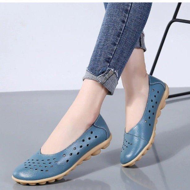 Foot pain relief with these comfortable women's slip-on flats. Wide fit, perfect for bunions.