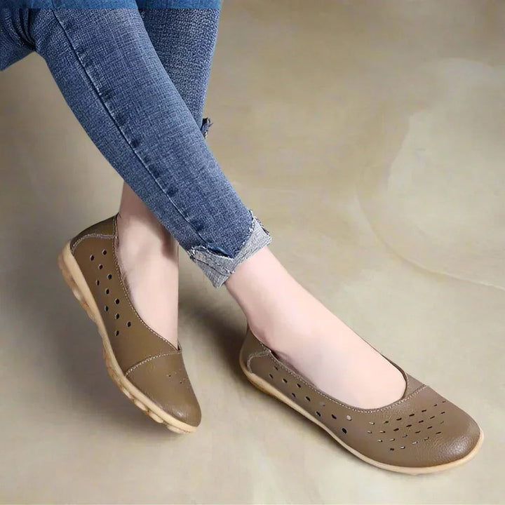 Supportive women's flats, slip-on style, wide fit for bunions. Offers lasting comfort & relief.