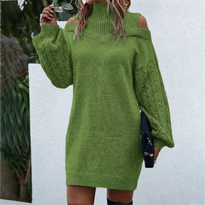 Stylish women's long sleeve knit midi dress, perfect for fall & winter elegant casual chic.