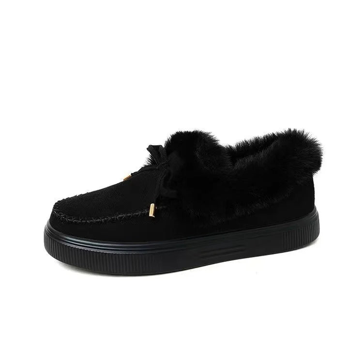 Essential winter fashion: women's cozy platform loafers with fluffy lining & stylish design.