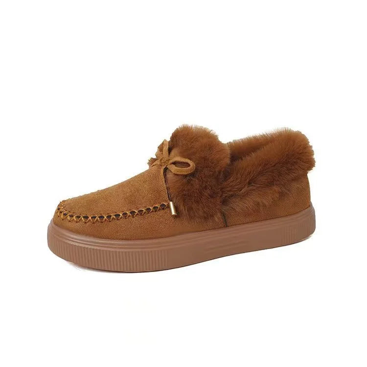 Women's cozy platform loafers with fluffy lining, perfect for winter comfort & style.