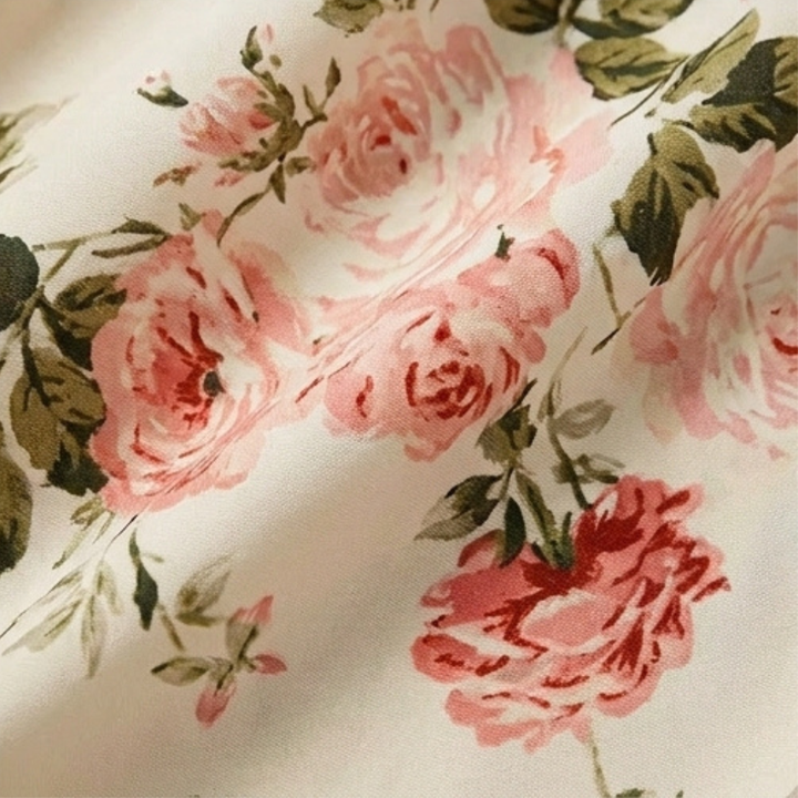 Smocked floral tiered midi dress for women, featuring a chic ruffle neckline and flowing silhouette.