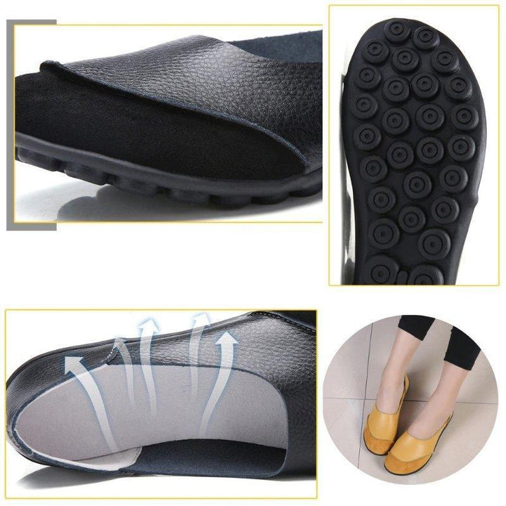Functional women's wide fit moccasins, bunion flats offering comfort & versatility.