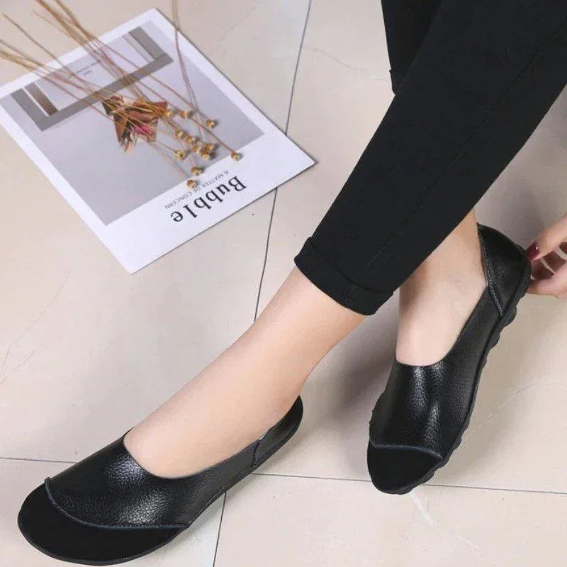 Comfortable women's flats, wide fit moccasins for bunion relief & casual style.