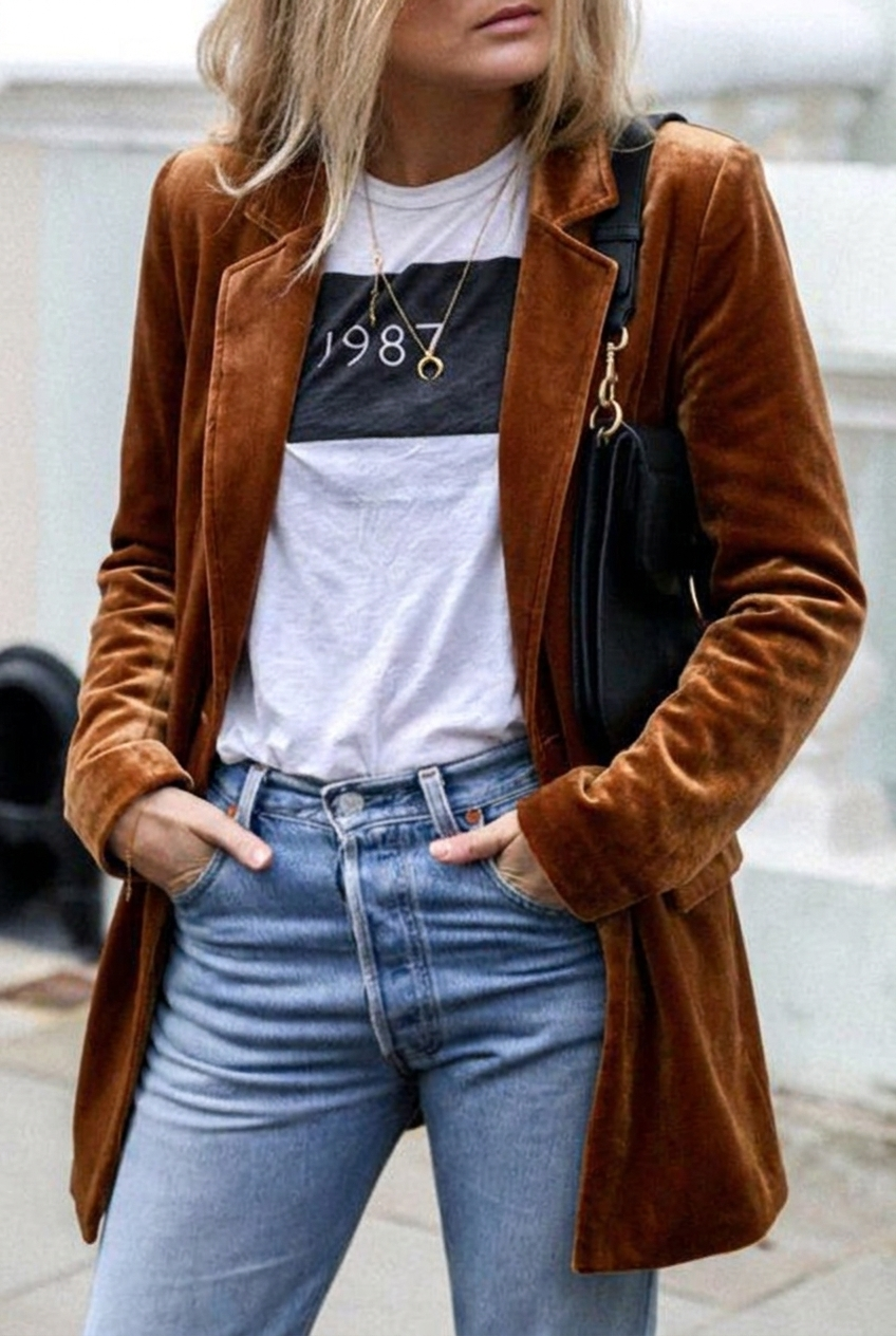 Women's oversized blazer jacket in a chic black, perfect for casual layering and modern style.