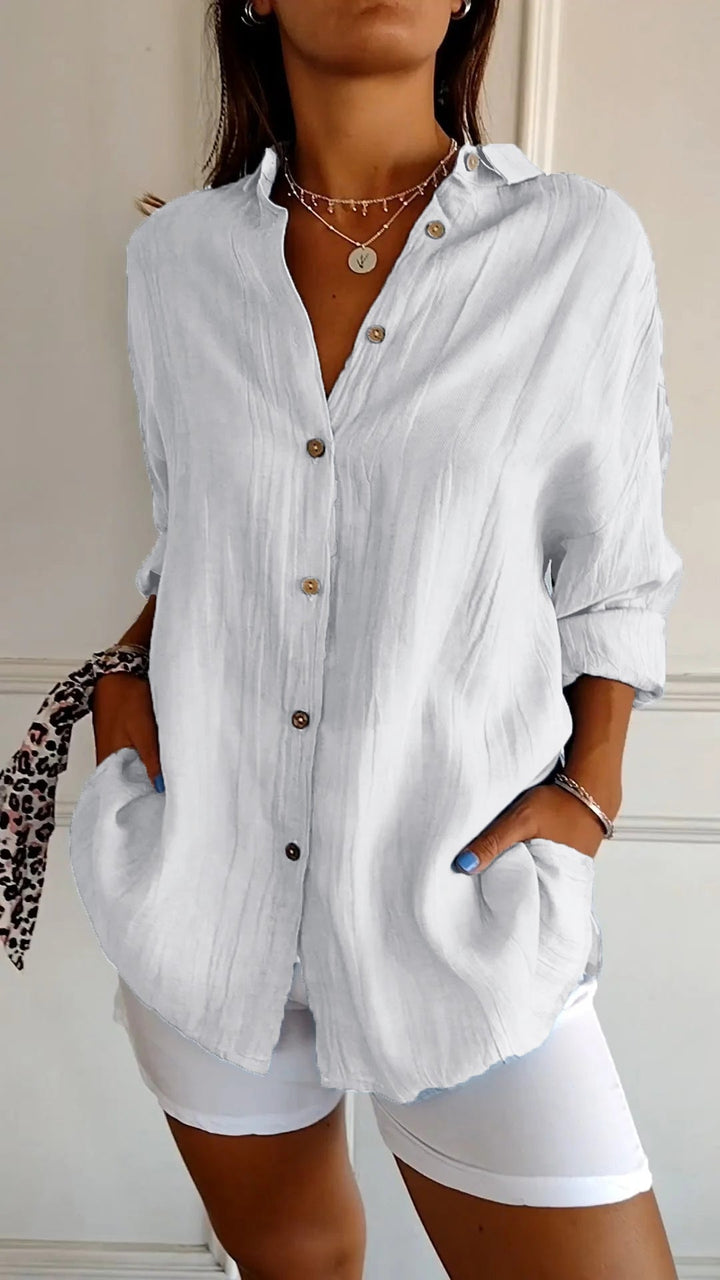 Essential womens garment: comfortable long sleeve button-up shirt