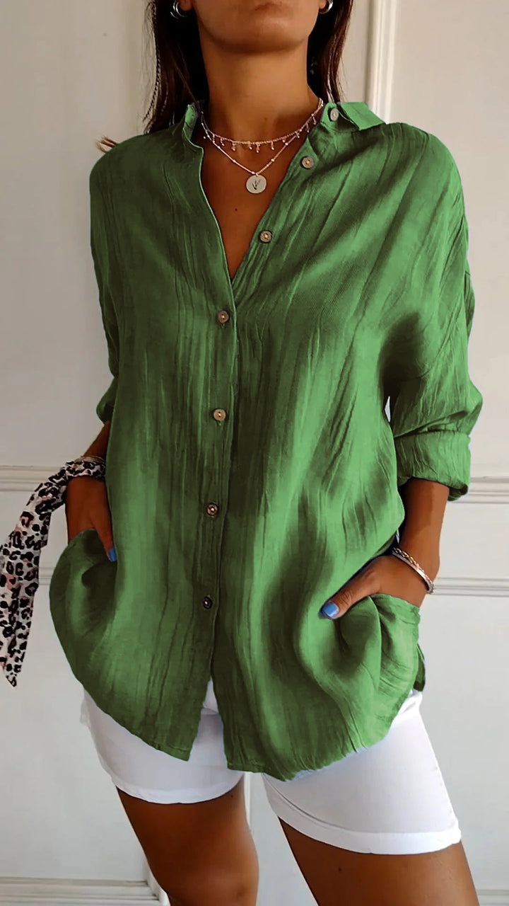 Chic womens casual shirt, relaxed fit with long sleeves and button closure