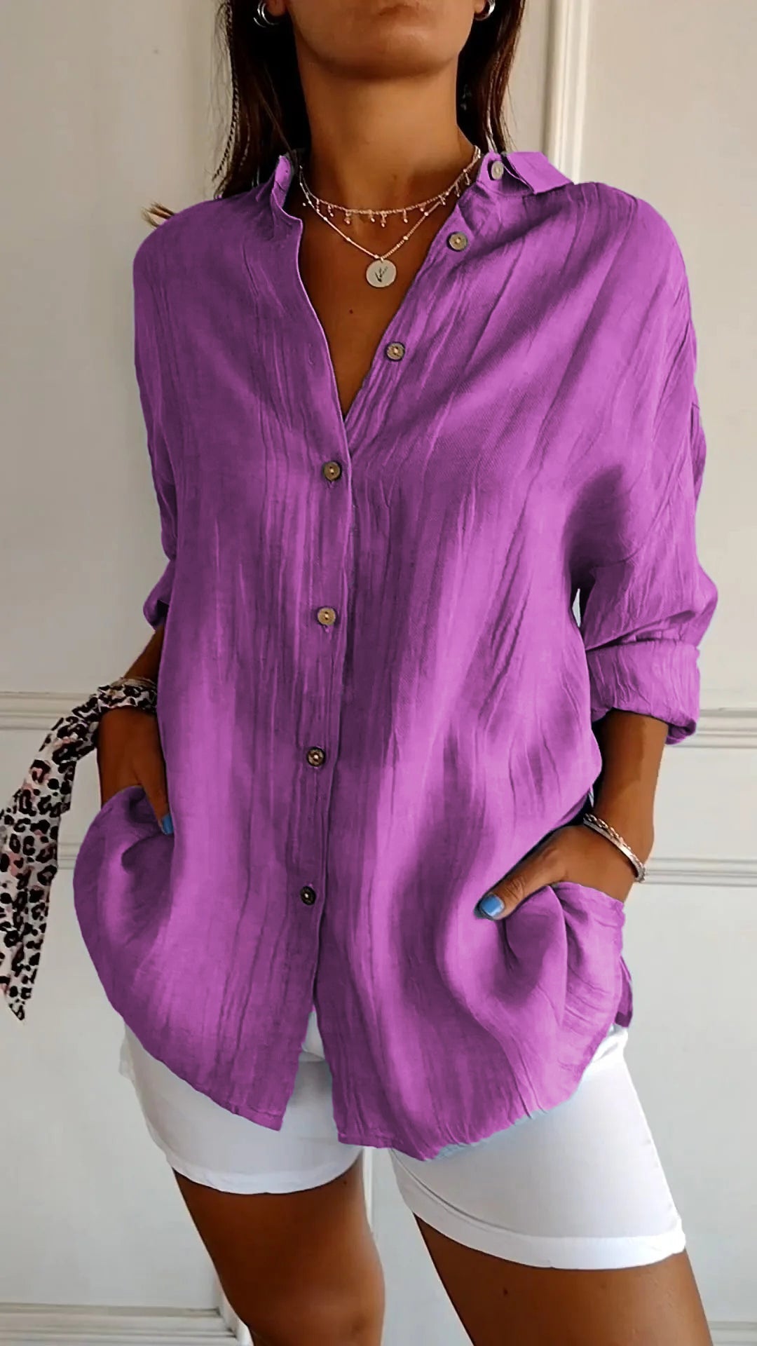 Lightweight womens long sleeve shirt, ideal for year-round wear