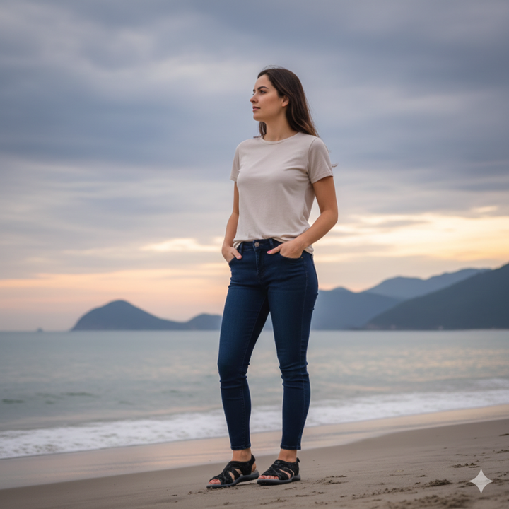 Adjustable women's summer sandals, comfortable design with excellent arch support for daily wear.