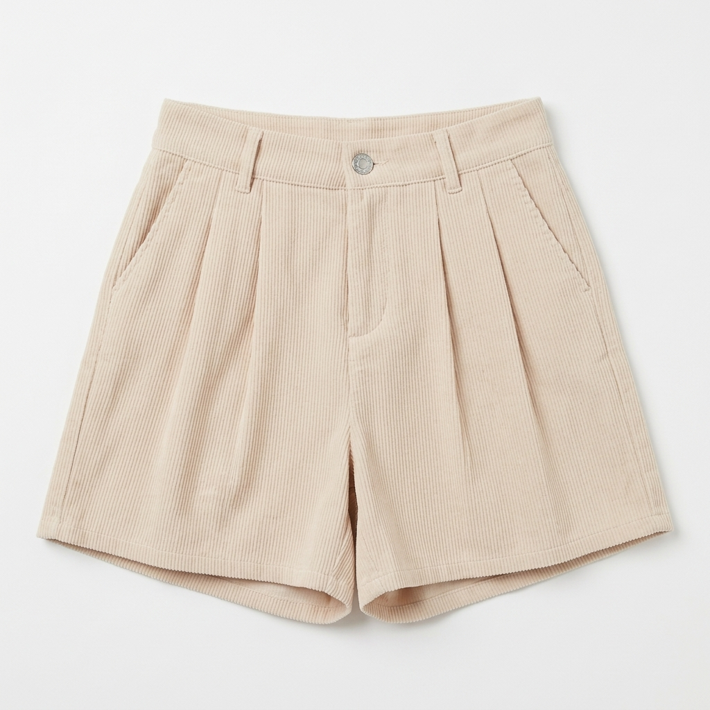 Effortless summer style: women's high-waisted shorts with chic turn-up cuffs. Versatile ladies fashion.