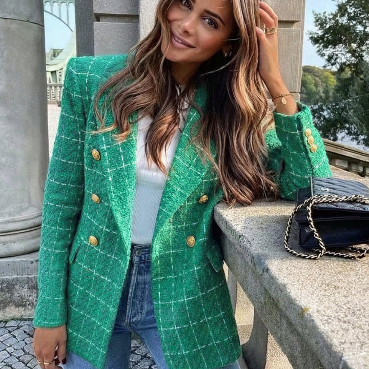 Classic women's workwear blazer, a smart tailored jacket for professional style. Essential office fashion with an elegant fit.