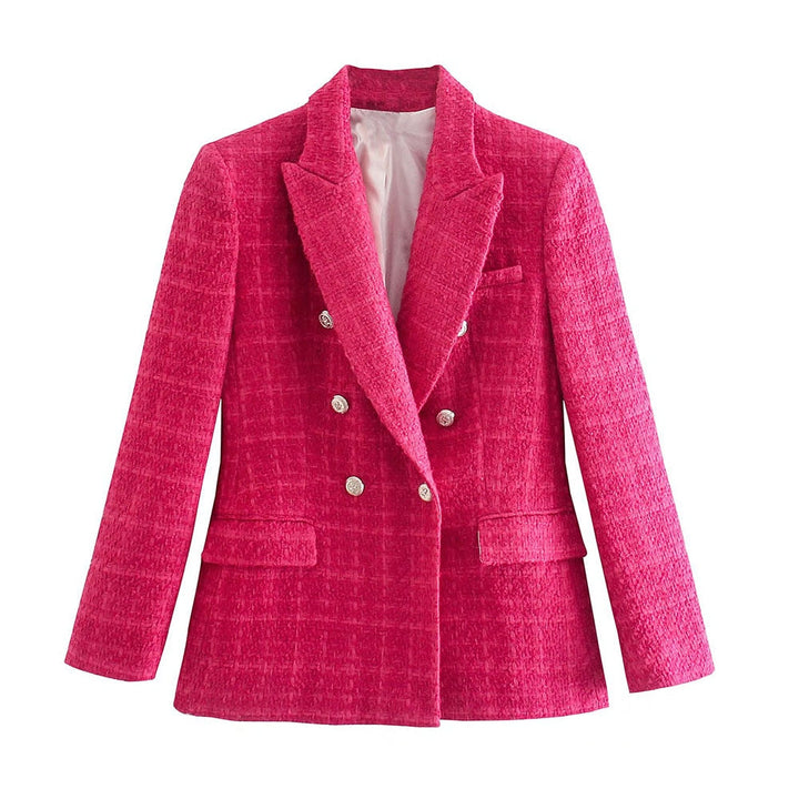 Versatile women's tailored jacket, a peak lapel blazer suitable for professional attire, smart casual, and formal occasions.