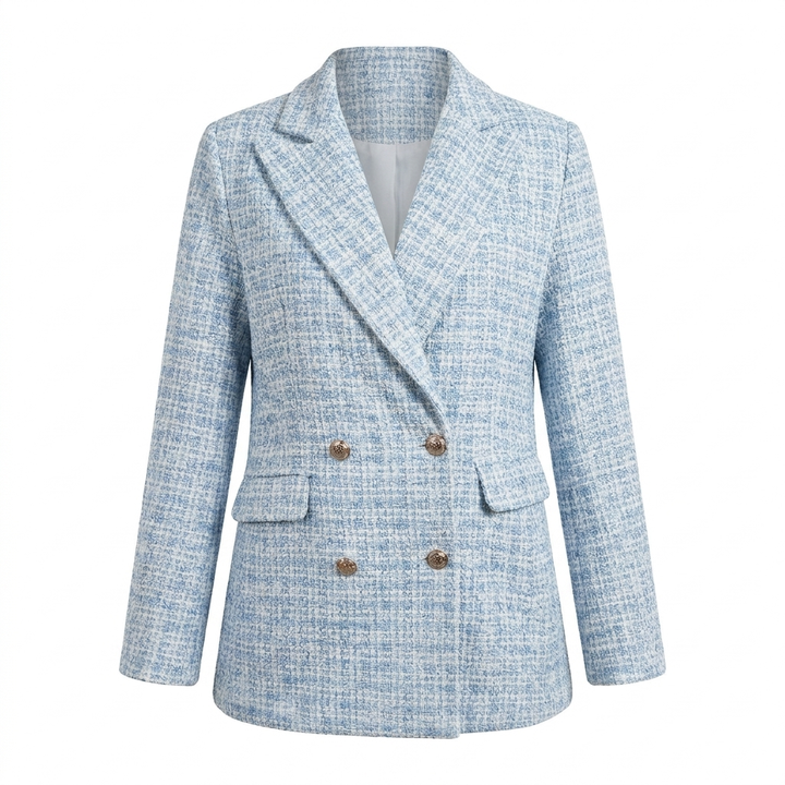 Chic women's tailored blazer with peak lapels, perfect for professional workwear and elegant office style.