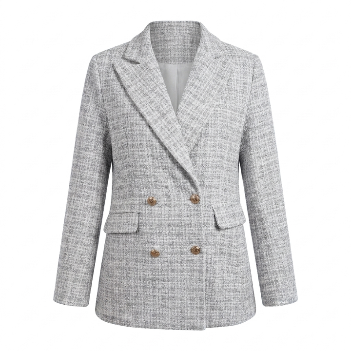 Elegant women's tailored peak lapel blazer, a professional jacket for business meetings & sophisticated office fashion.