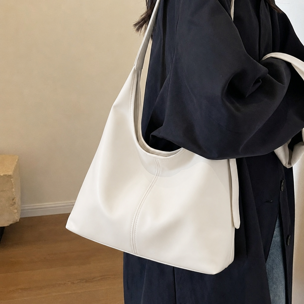 Women's large slouchy shoulder tote bag in a versatile color, perfect for everyday use & fashion.