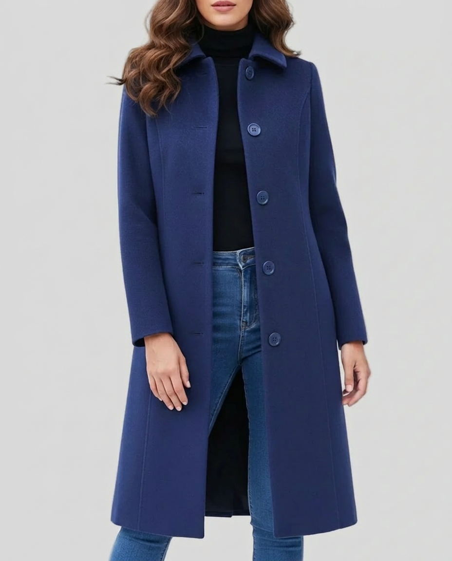 Full-length elegant women's trench coat. Single-breasted design, ideal for classic style & sophisticated fall layering.