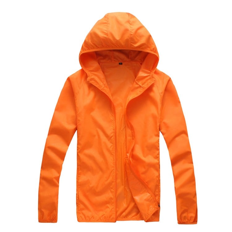 Stylish women's lightweight hooded windbreaker jacket, packable for travel & active outdoor adventures.