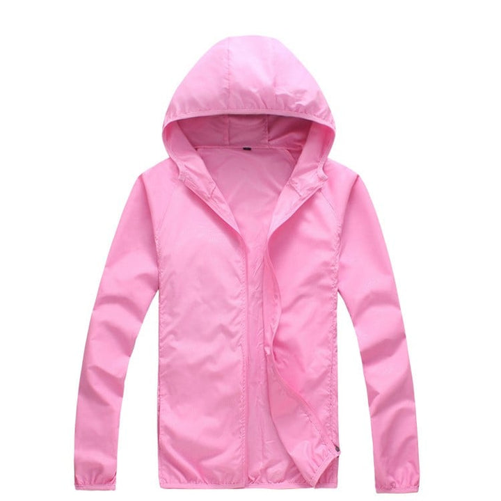 Breathable women's packable windbreaker with hood, excellent lightweight rain jacket for active women.