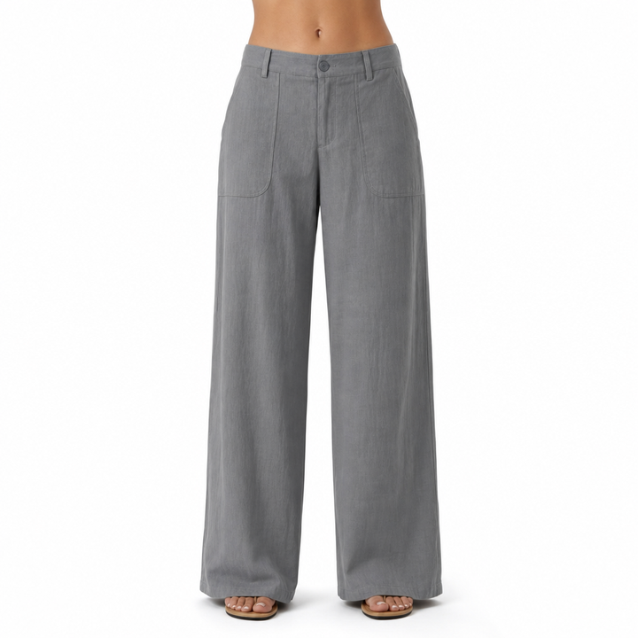 Black high waist wide leg trousers for women, offering a comfortable loose fit, perfect as dress pants for work.