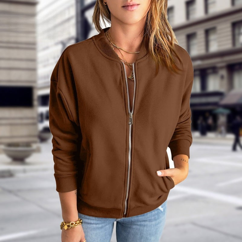 Women's casual bomber jacket, lightweight and versatile outerwear for everyday style and comfort.