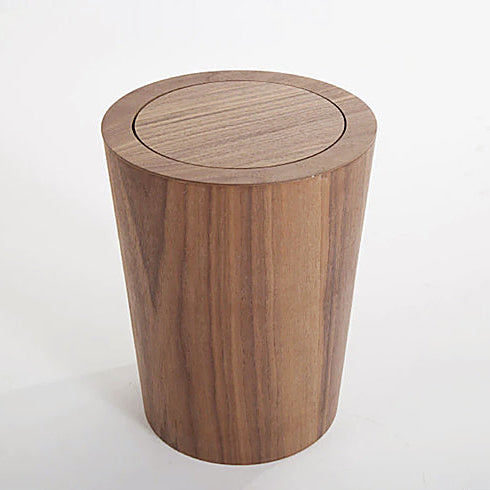 Modern wooden trash can with lid, ideal for elegant home, office, or bathroom decor.