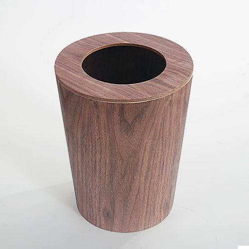 Stylish minimalist ash wood waste bin with a lid, perfect for living room or bedroom accent.