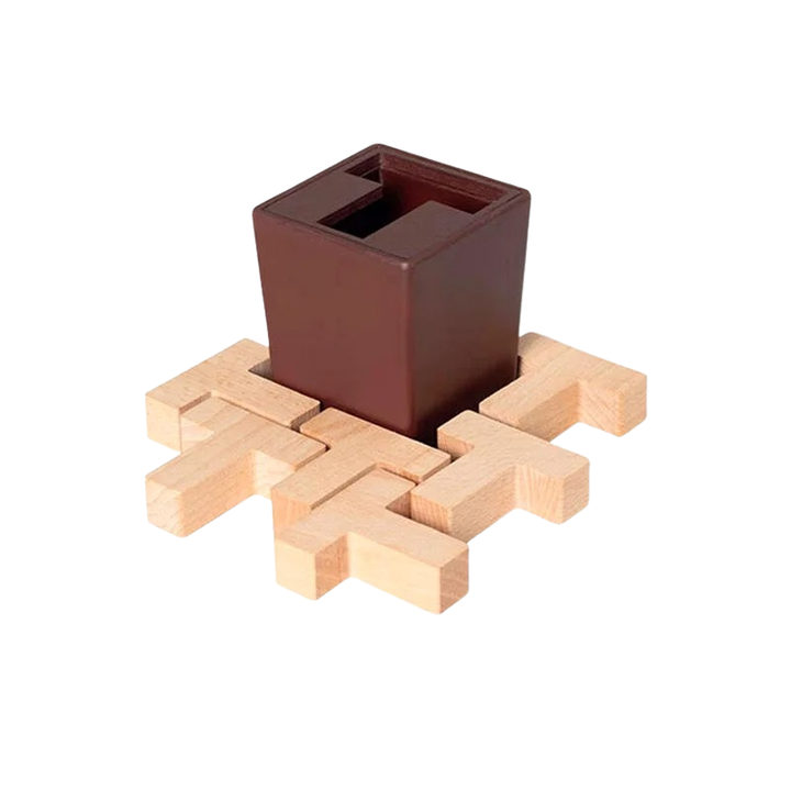 Unisex wooden 3D puzzle developing logic & cognitive skills for adults and kids. Fun brain training educational toy.