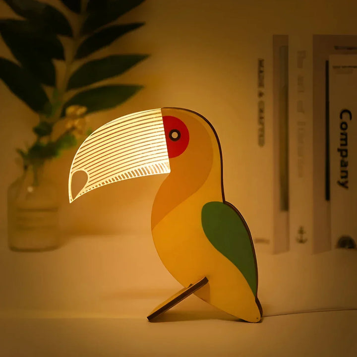 Cute wooden elephant kids night light lamp, perfect for children's room.