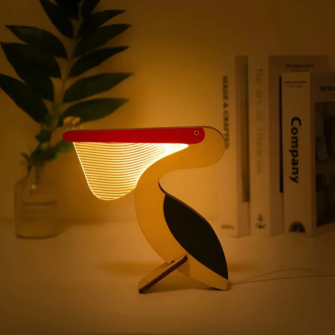 Safe LED night light, animal shaped wooden lamp, ideal for nursery decor.
