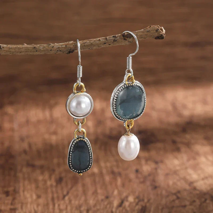 Blue Natural Stone Drop Earrings