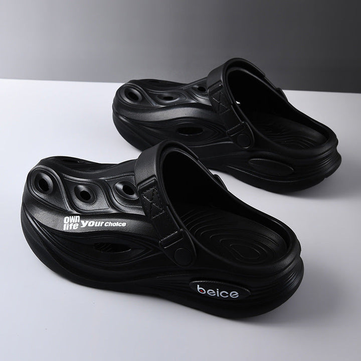 Breathable men's comfort clogs with an adjustable strap, ergonomic slip-on shoes for casual use.