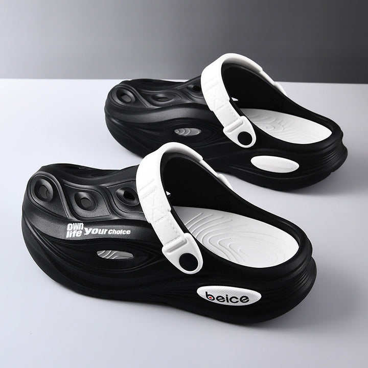 Chic men's platform clogs, ergonomic slip-on design for ultimate comfort and modern casual style.