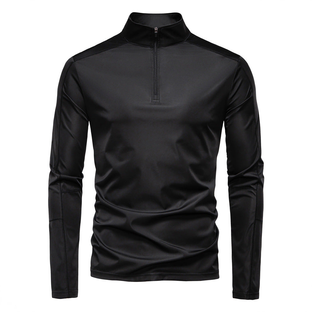 Men's comfortable performance half zip long sleeve top, ideal for fishing, hiking, and active outdoor wear.