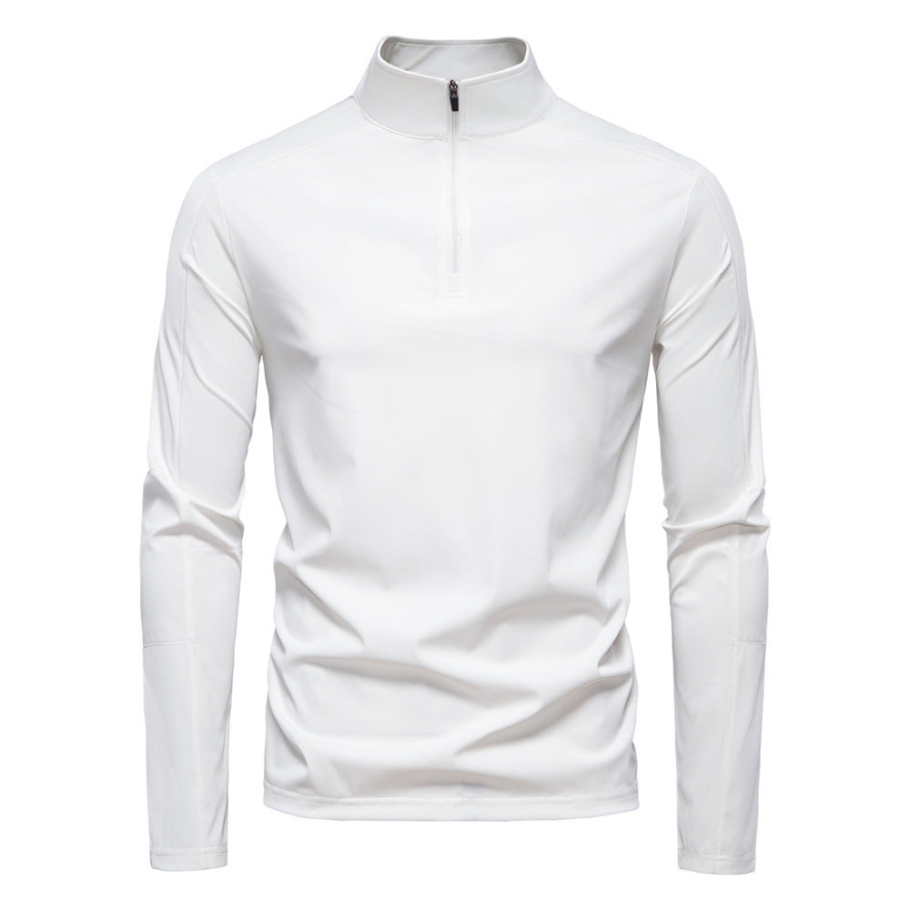 Athletic men's performance half zip long sleeve top, perfect for sun protection during fishing & outdoor sports.