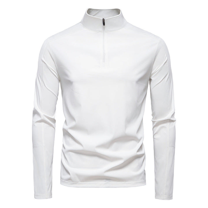 Athletic men's performance half zip long sleeve top, perfect for sun protection during fishing & outdoor sports.